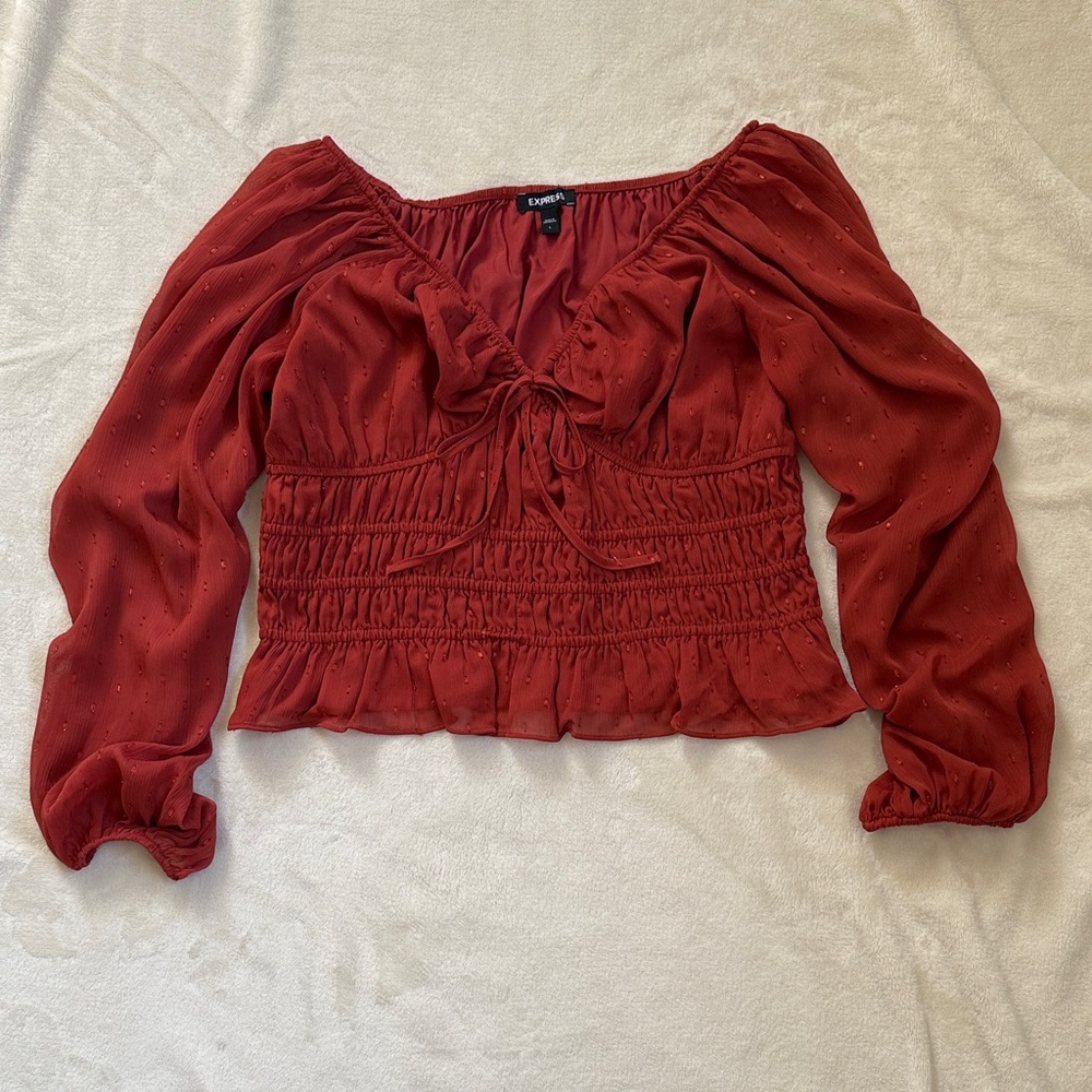 Burnt Orange Peasant Blouse
